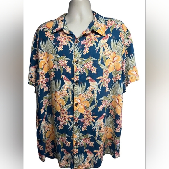 Margaritaville Mens‎ XL rayon button down tropical Floral/parrot shirt - Picture 1 of 9